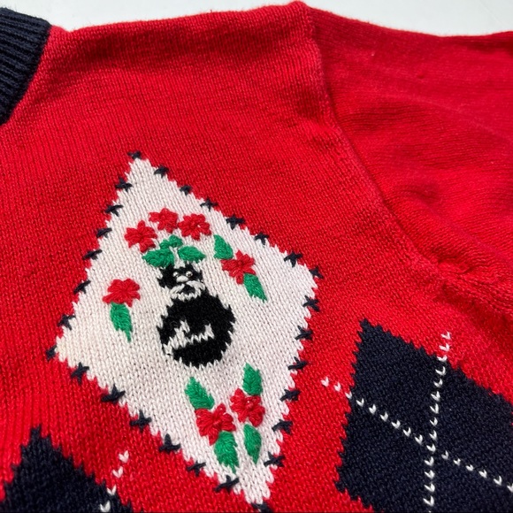 Vintage Cat Cardigan Sweater Medium Knit Heart Button Quirky Kitsch - Picture 6 of 10